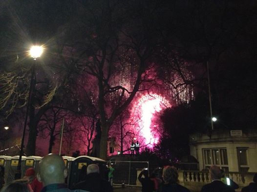 Fireworks on the London Eye opposite the Corinthia Hotel - New Years Eve