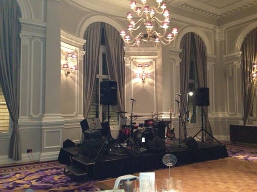 Pastiche function band set up at the Corinthia Hotel